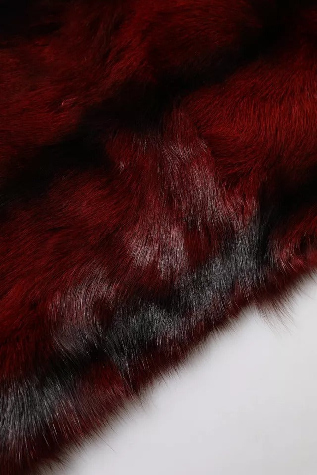 Dolce & Gabbana – Schal mit Pelz-Streifen in Schwarz und Rot