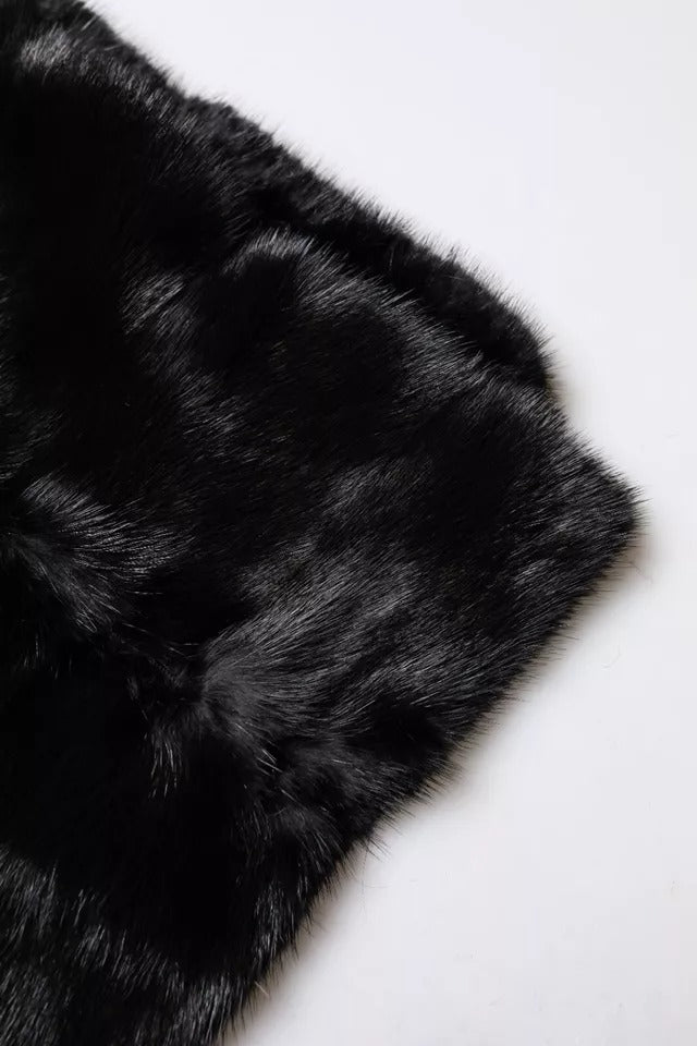 Dolce & Gabbana Schwarzer Pelzschal Halswickel-Kragenschal