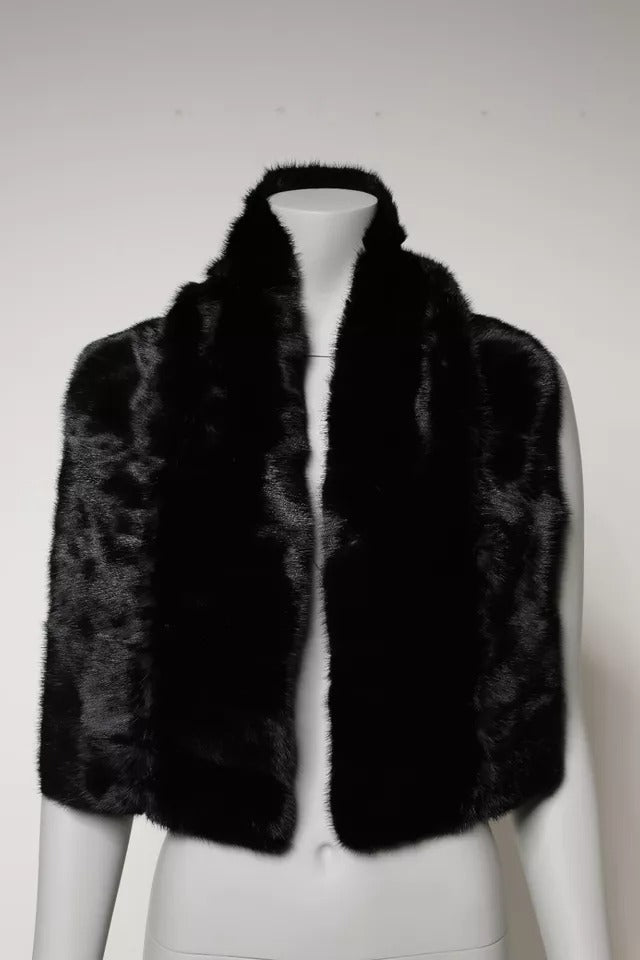 Dolce & Gabbana Schwarzer Pelzschal Halswickel-Kragenschal
