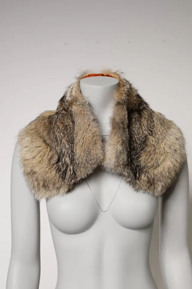 Dolce & Gabbana – Brauner Pelz-Schulterkragen-Halswickelschal