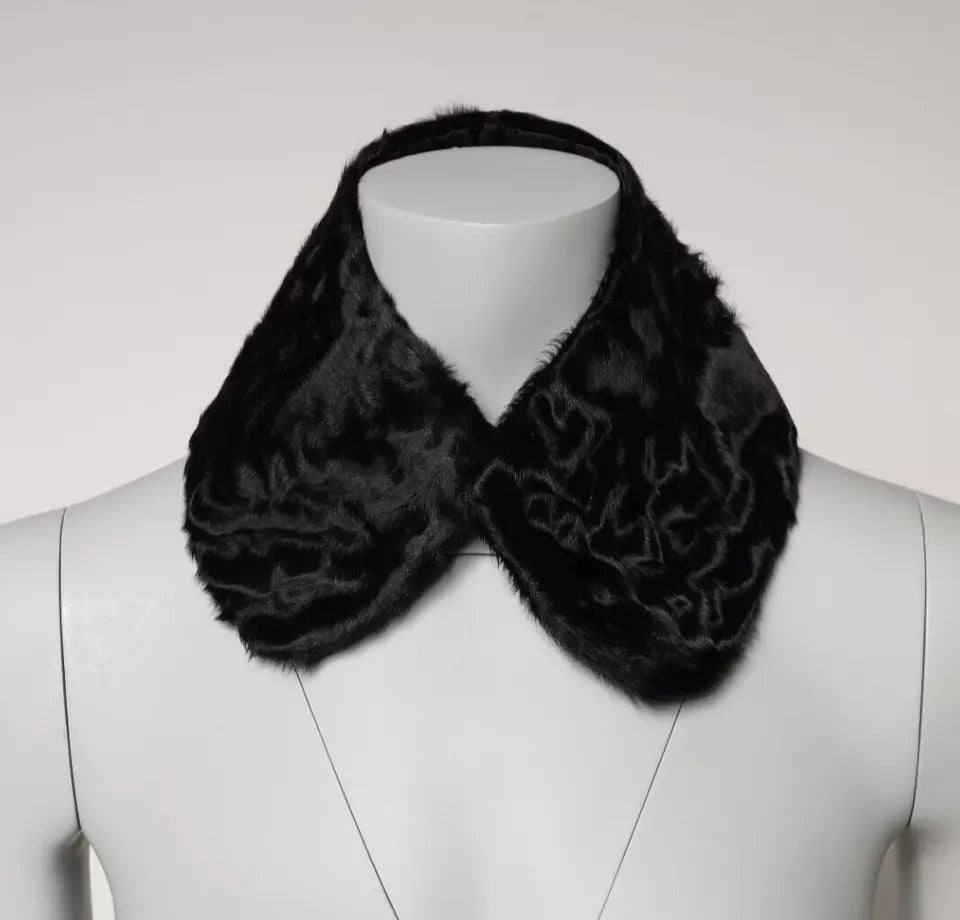 Dolce & Gabbana Damen-Halswickelschal mit schwarzem Lammfellkragen