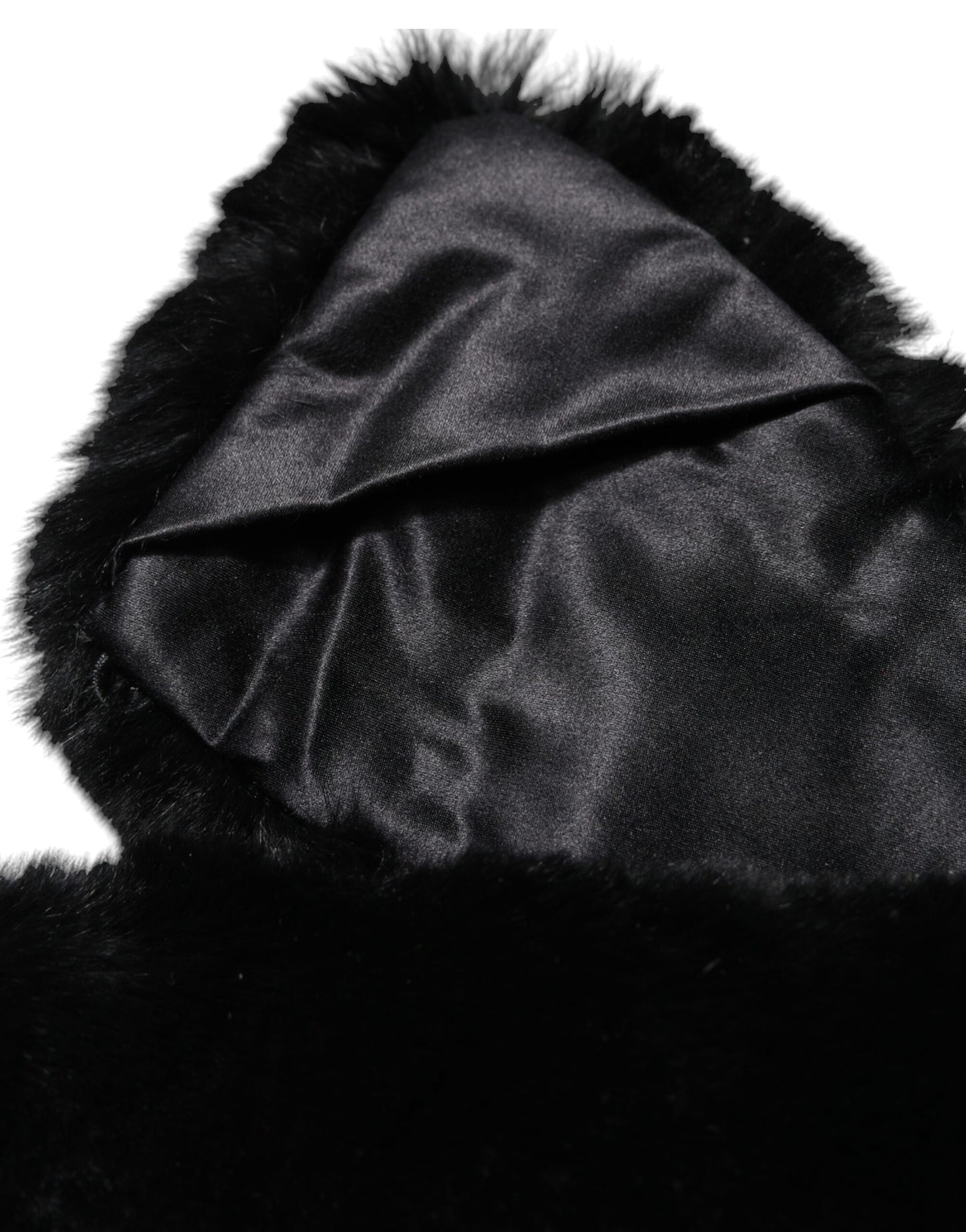 Dolce & Gabbana Damen-Halswickelschal mit schwarzem Lammfellkragen