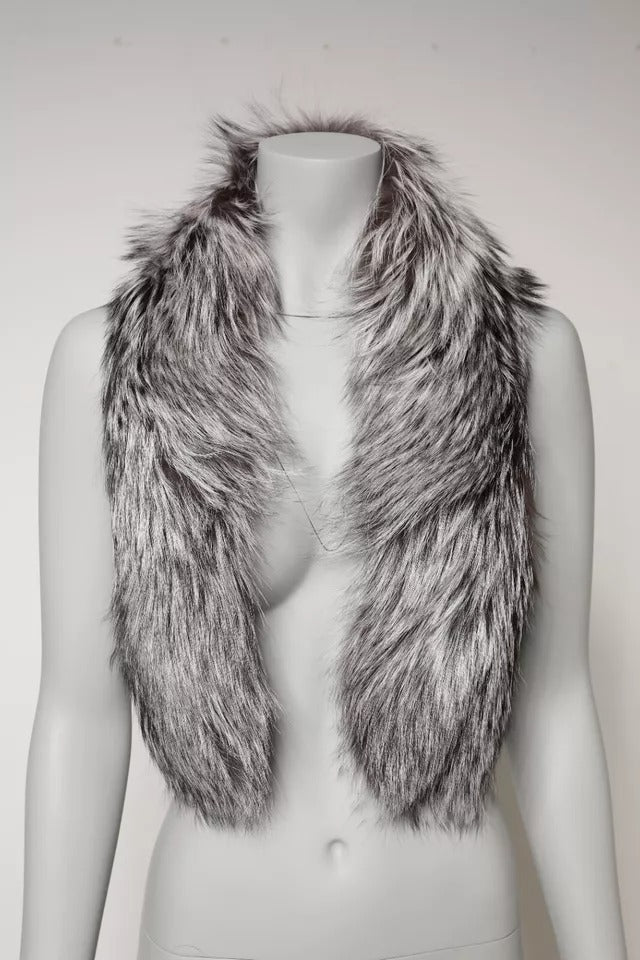 Dolce & Gabbana Grauer Fuchspelz-Halswickelwärmer-Winterschal