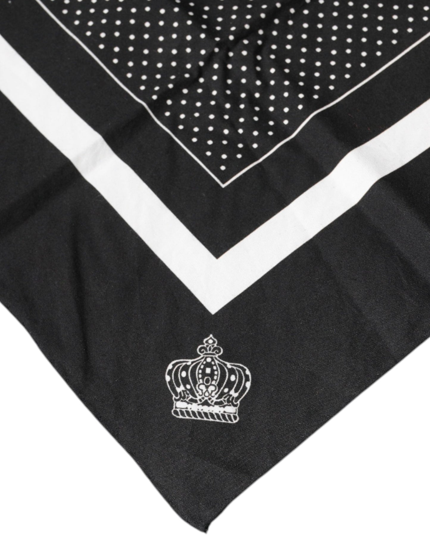 Dolce & Gabbana – Schwarzer Taschentuchschal aus Baumwolle mit Punkten