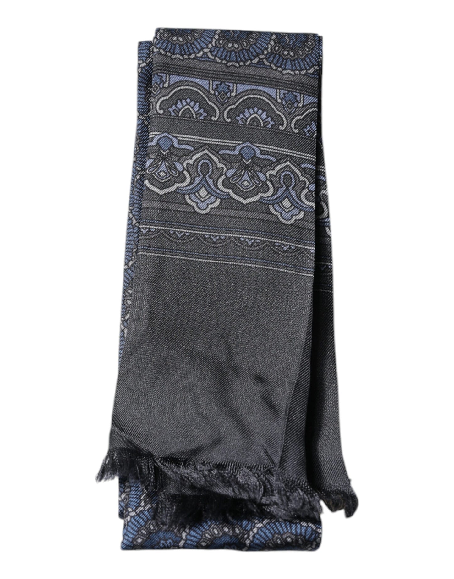 Dolce & Gabbana Dunkelblauer Fantasy-Schal aus Seide