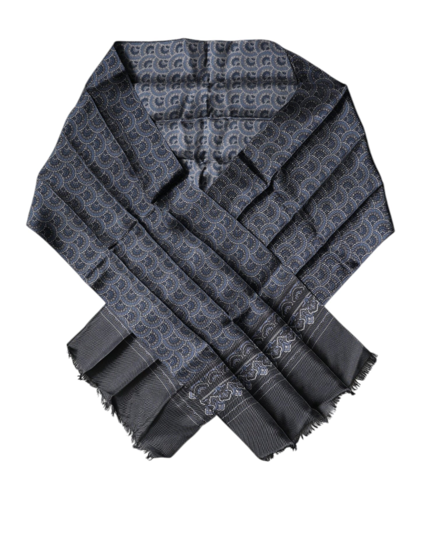 Dolce & Gabbana Dunkelblauer Fantasy-Schal aus Seide