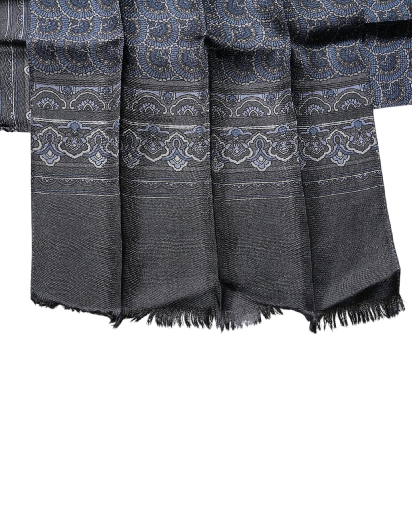 Dolce & Gabbana Dunkelblauer Fantasy-Schal aus Seide