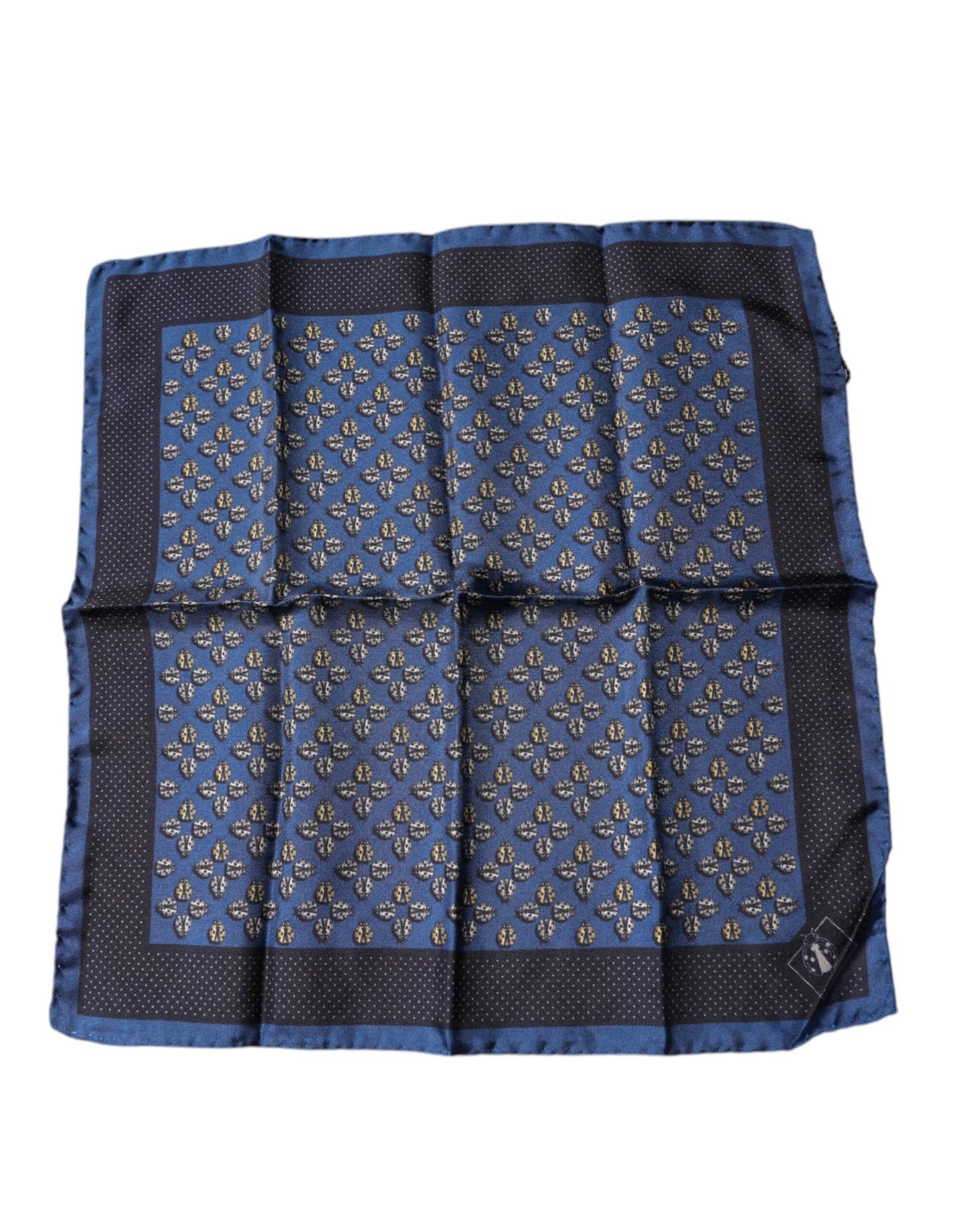 Dolce & Gabbana – Blauer Marienkäfer-Schal aus Seide mit quadratischem Einstecktuch
