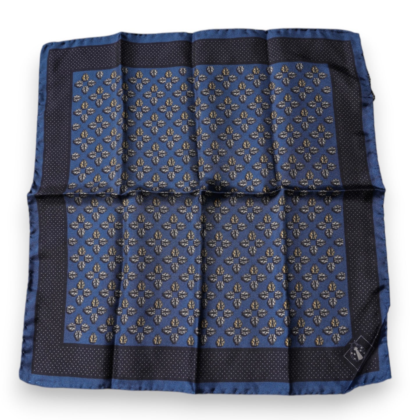 Dolce & Gabbana – Blauer Marienkäfer-Schal aus Seide mit quadratischem Einstecktuch