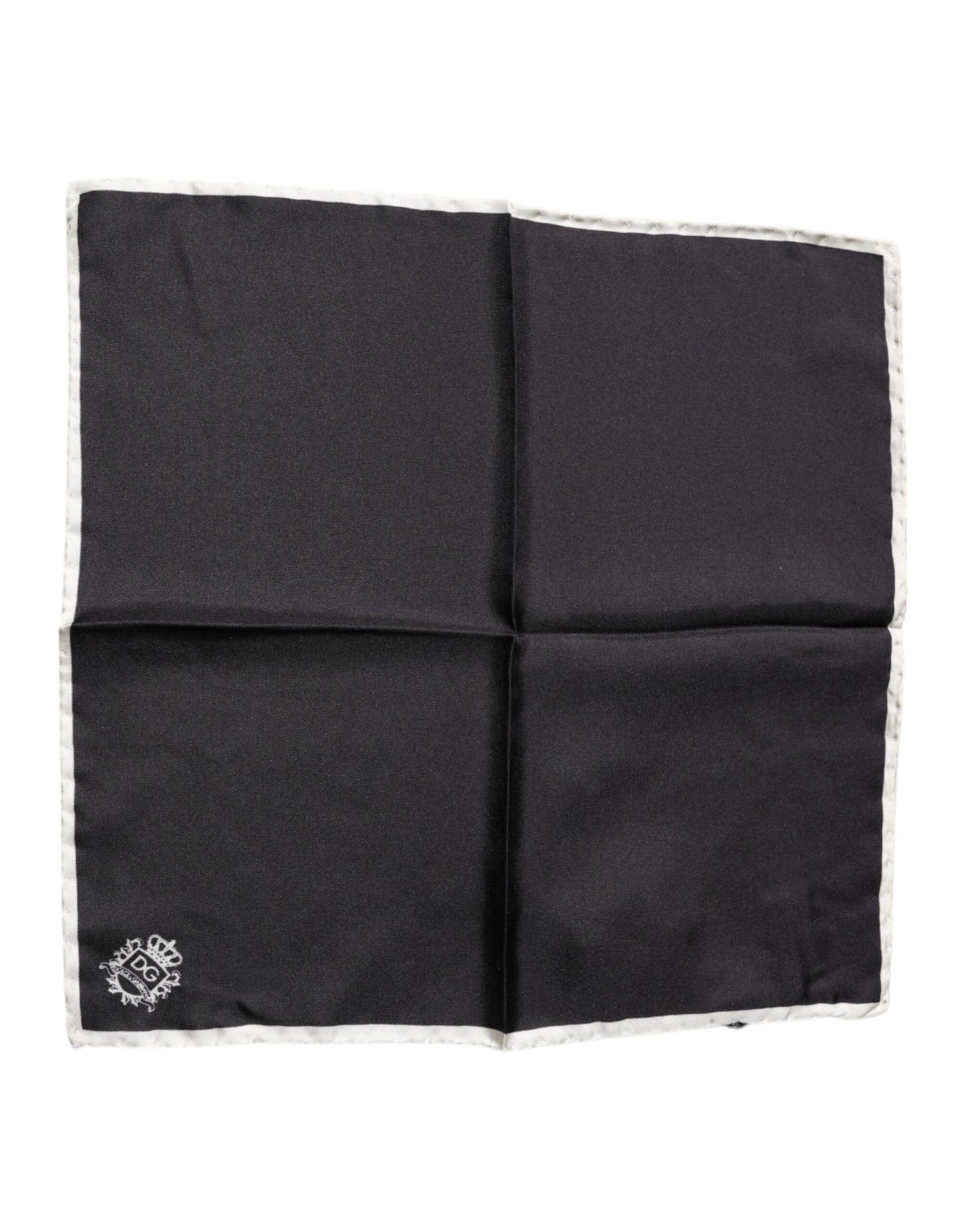 Dolce & Gabbana – Quadratischer Taschentuchschal mit schwarzem Kronenlogo