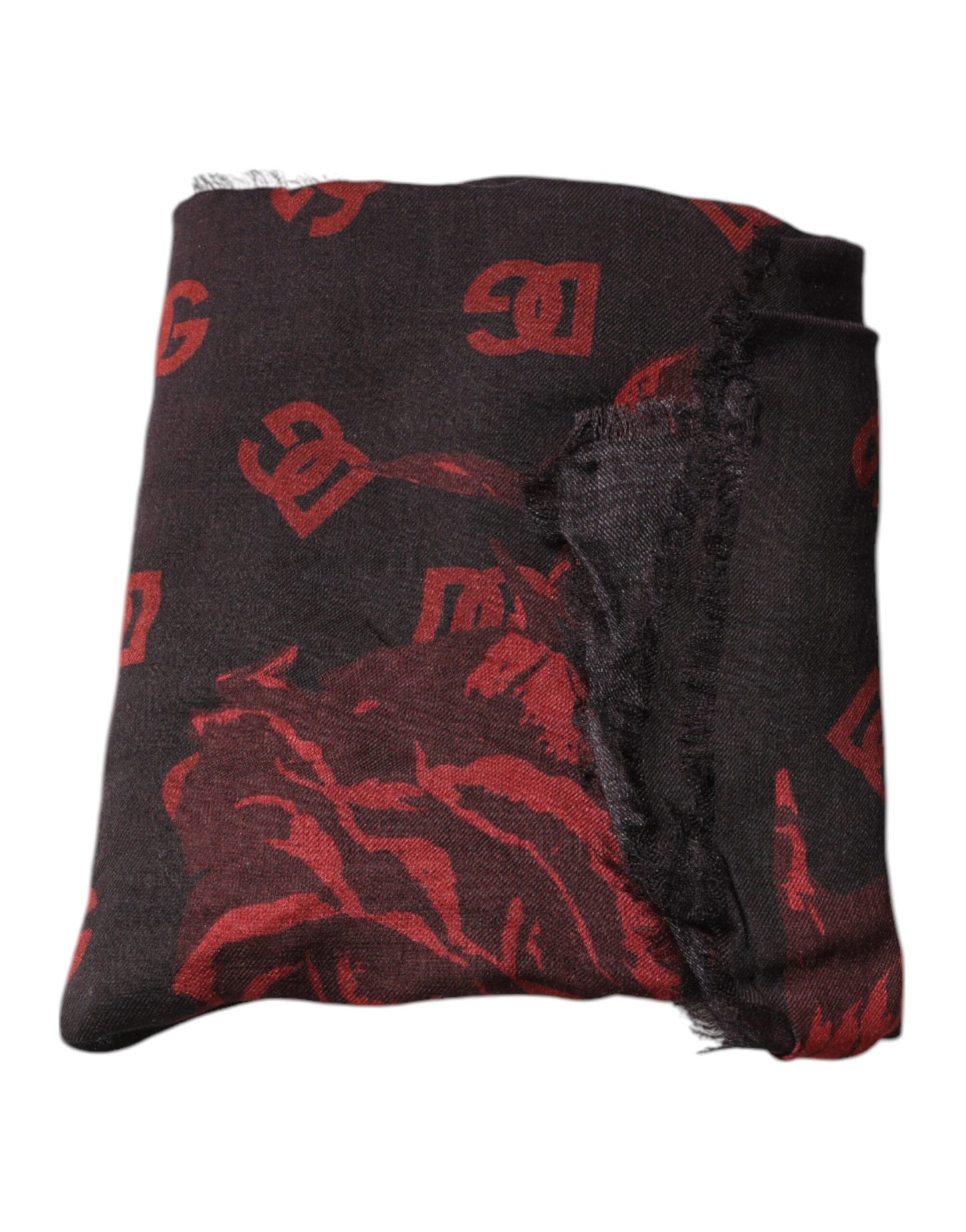 Dolce & Gabbana – Schwarz-roter Wickelschal aus Modal mit Blumenmuster