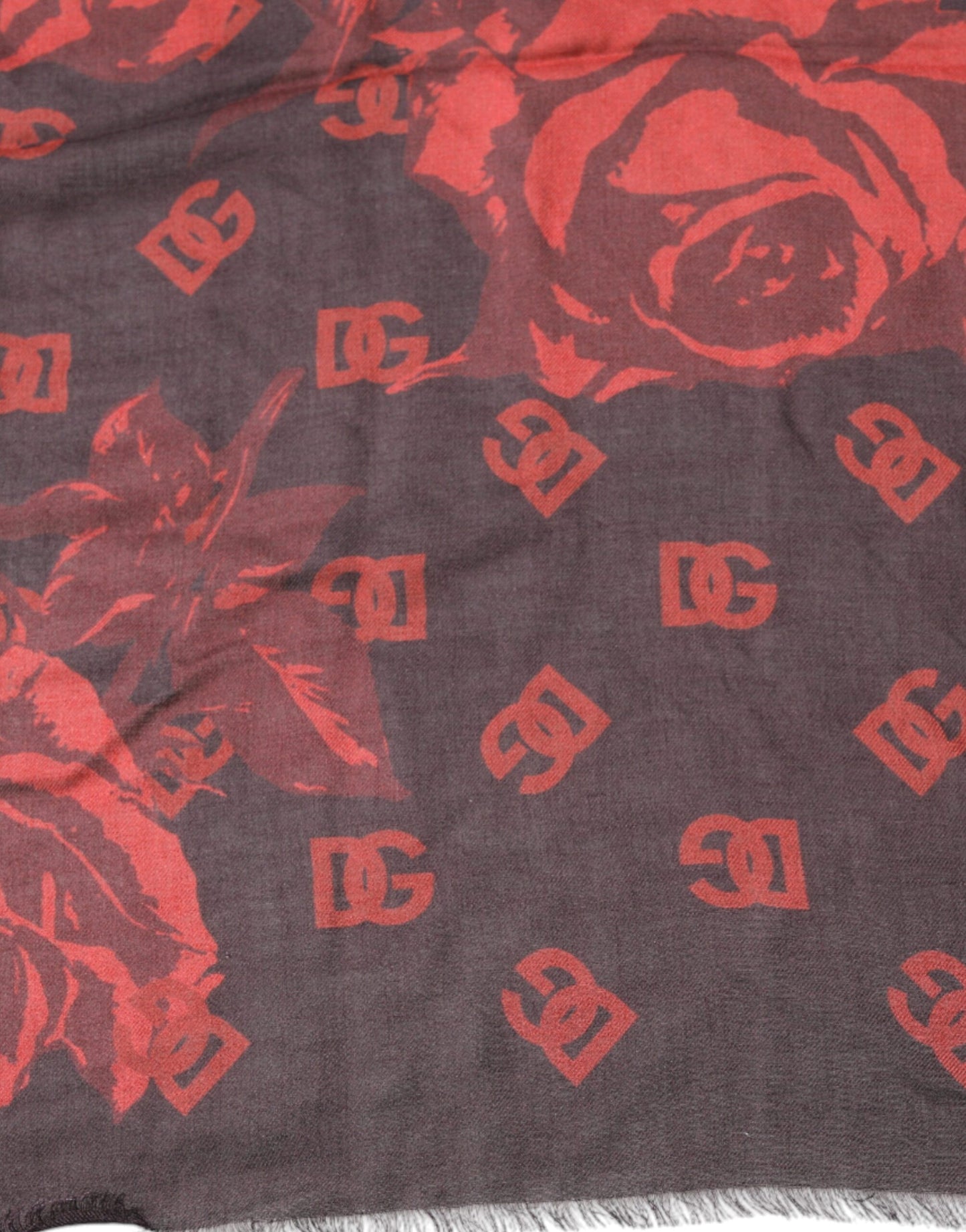 Dolce & Gabbana – Schwarz-roter Wickelschal aus Modal mit Blumenmuster
