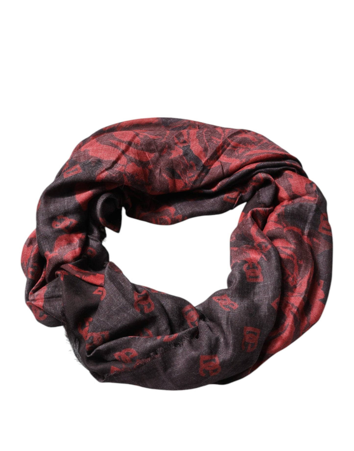 Dolce & Gabbana – Schwarz-roter Wickelschal aus Modal mit Blumenmuster