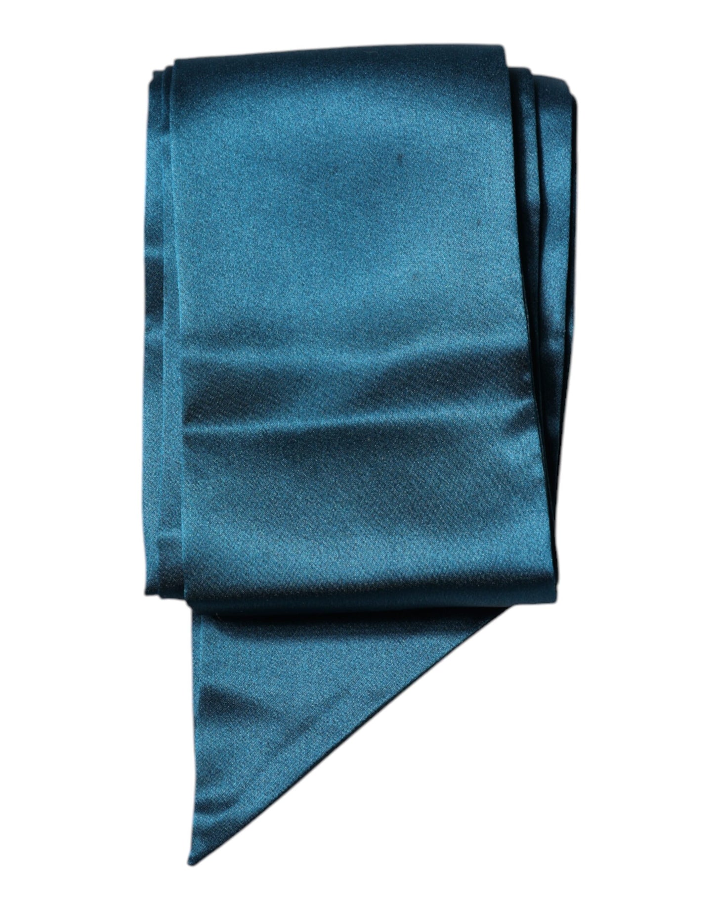 Dolce & Gabbana – Dunkelgrüner schmaler Foulard-Schal aus Satinseide