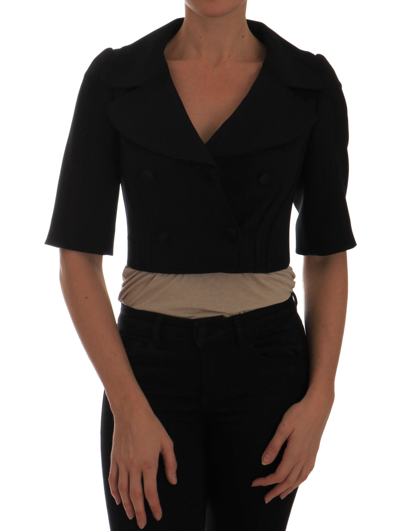 Dolce & Gabbana – Schwarzer, kurzer Blazer mit verkürzter Jacke