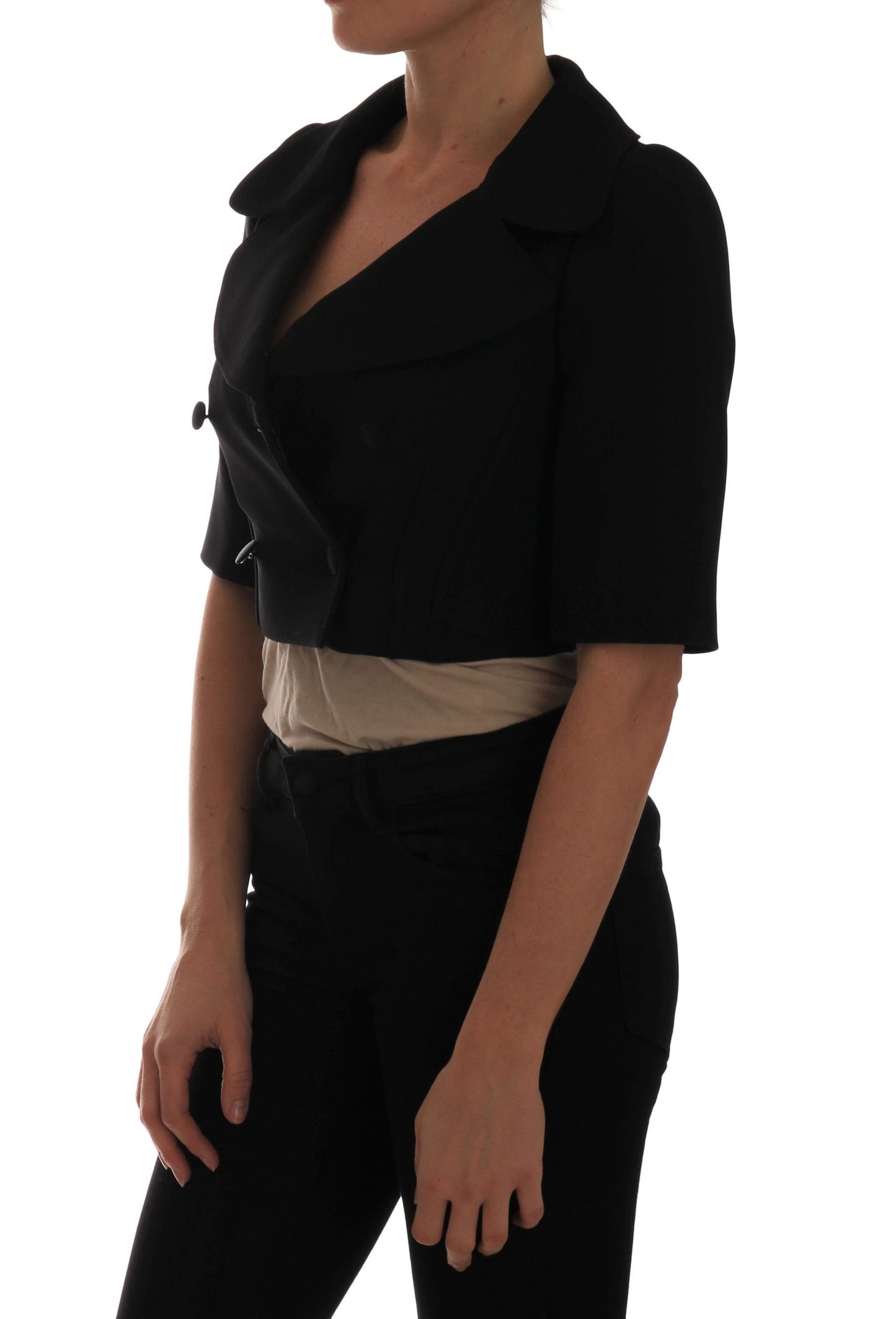 Dolce & Gabbana – Schwarzer, kurzer Blazer mit verkürzter Jacke