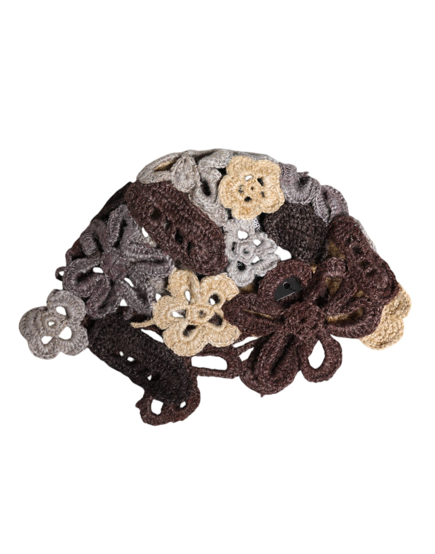 Dolce & Gabbana – Mehrfarbige Häkelmütze aus Seide mit Blumenmuster