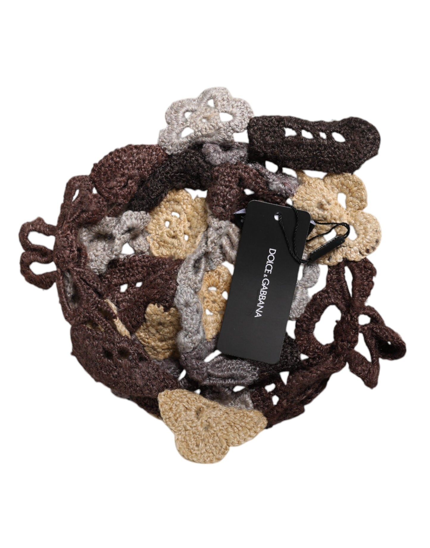 Dolce & Gabbana – Mehrfarbige Häkelmütze aus Seide mit Blumenmuster