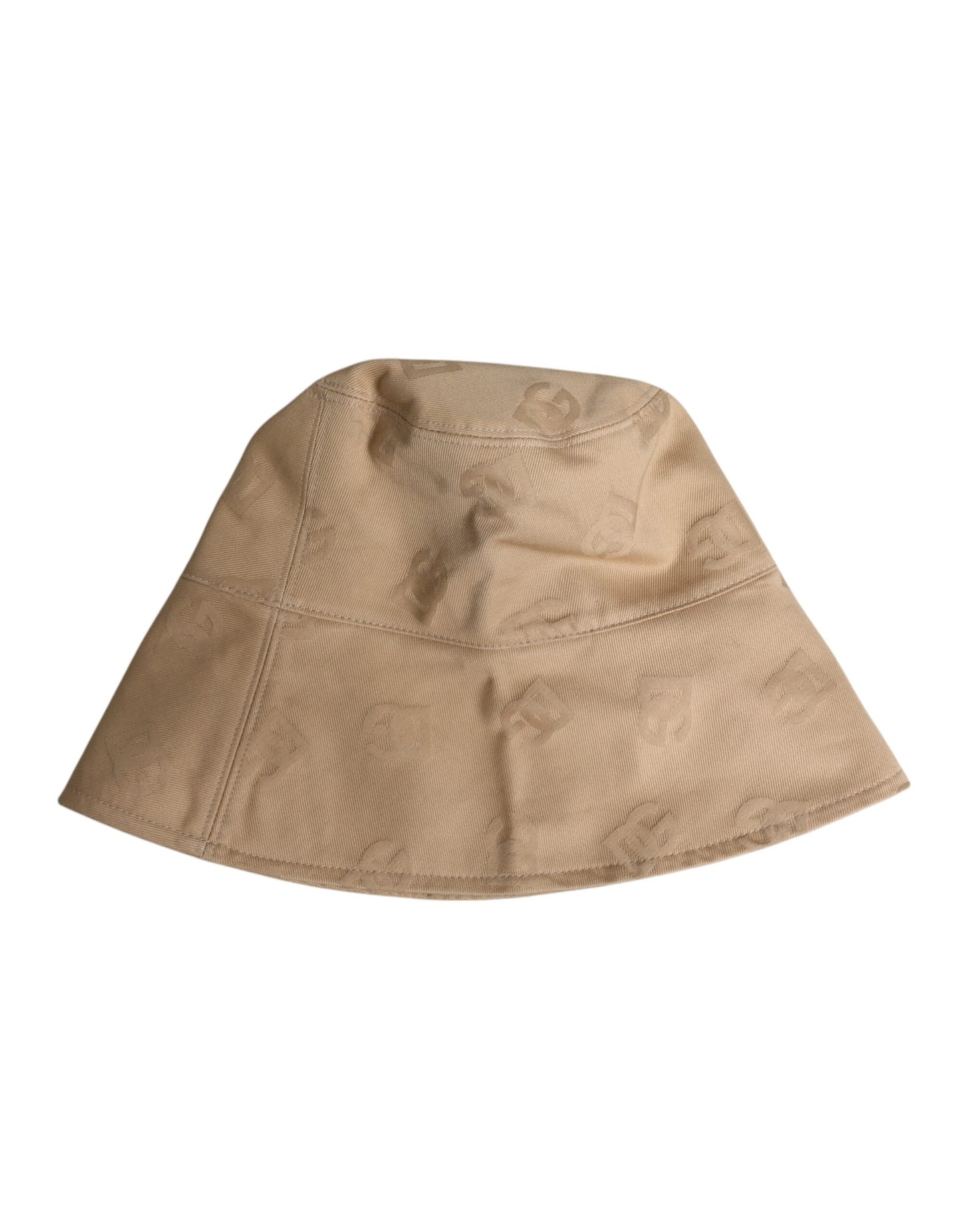 Dolce & Gabbana Beige Baumwoll-Bucket-Cap mit Logo-Monogramm