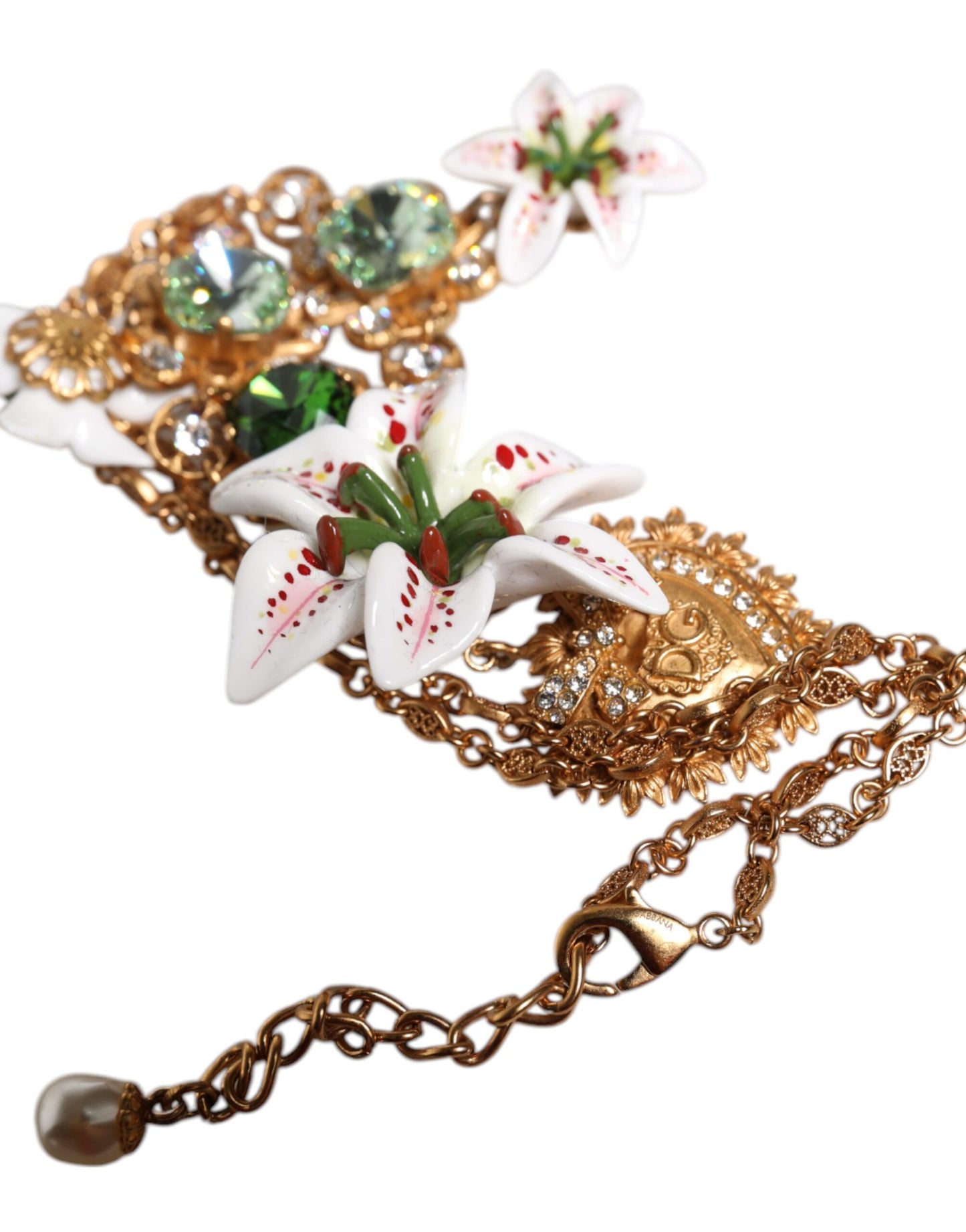 Dolce & Gabbana Halskette mit Herzanhänger aus goldenem Messing mit Lilienkristall