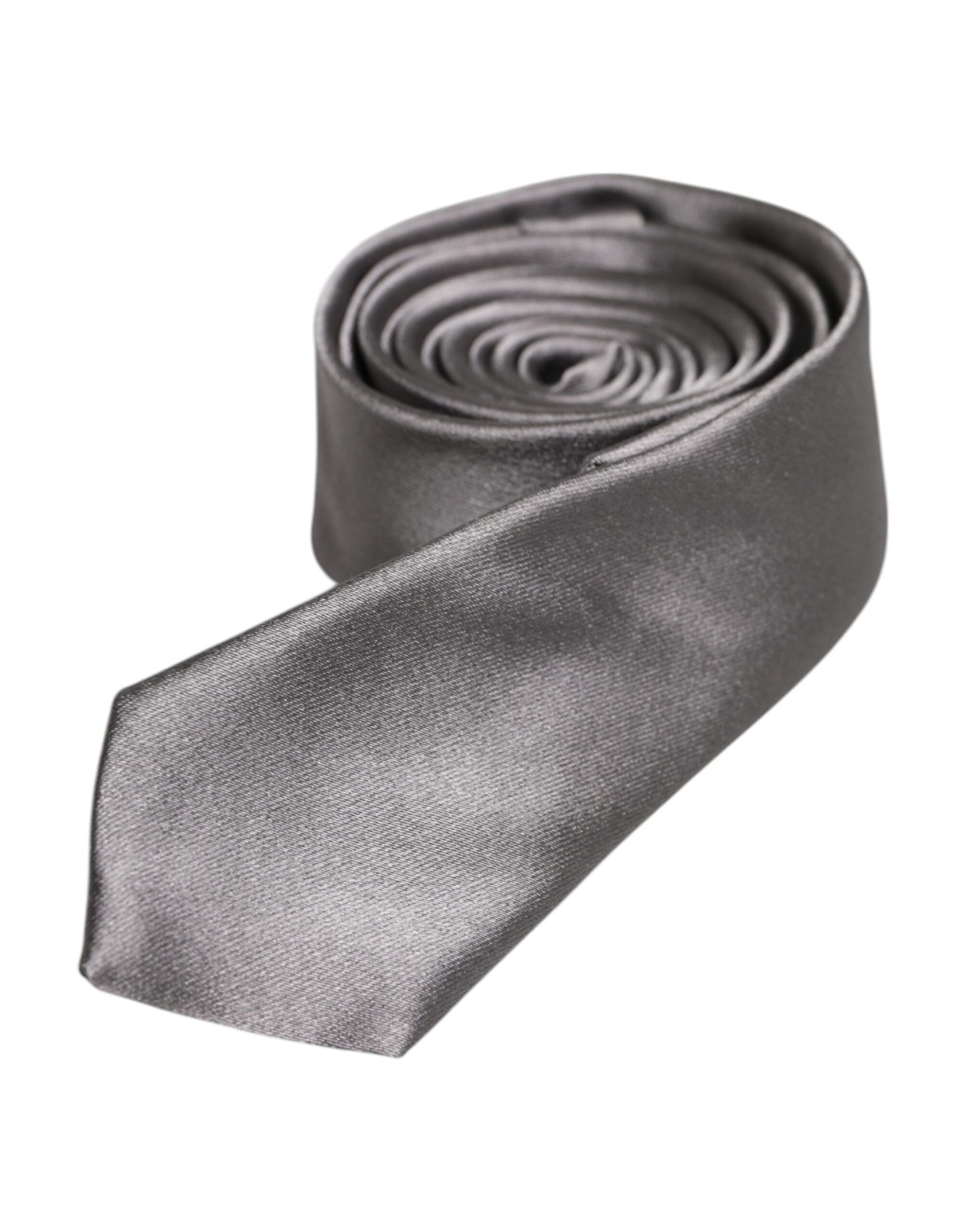 Dolce & Gabbana – Verstellbare Seidenkrawatte in Metallic-Silber