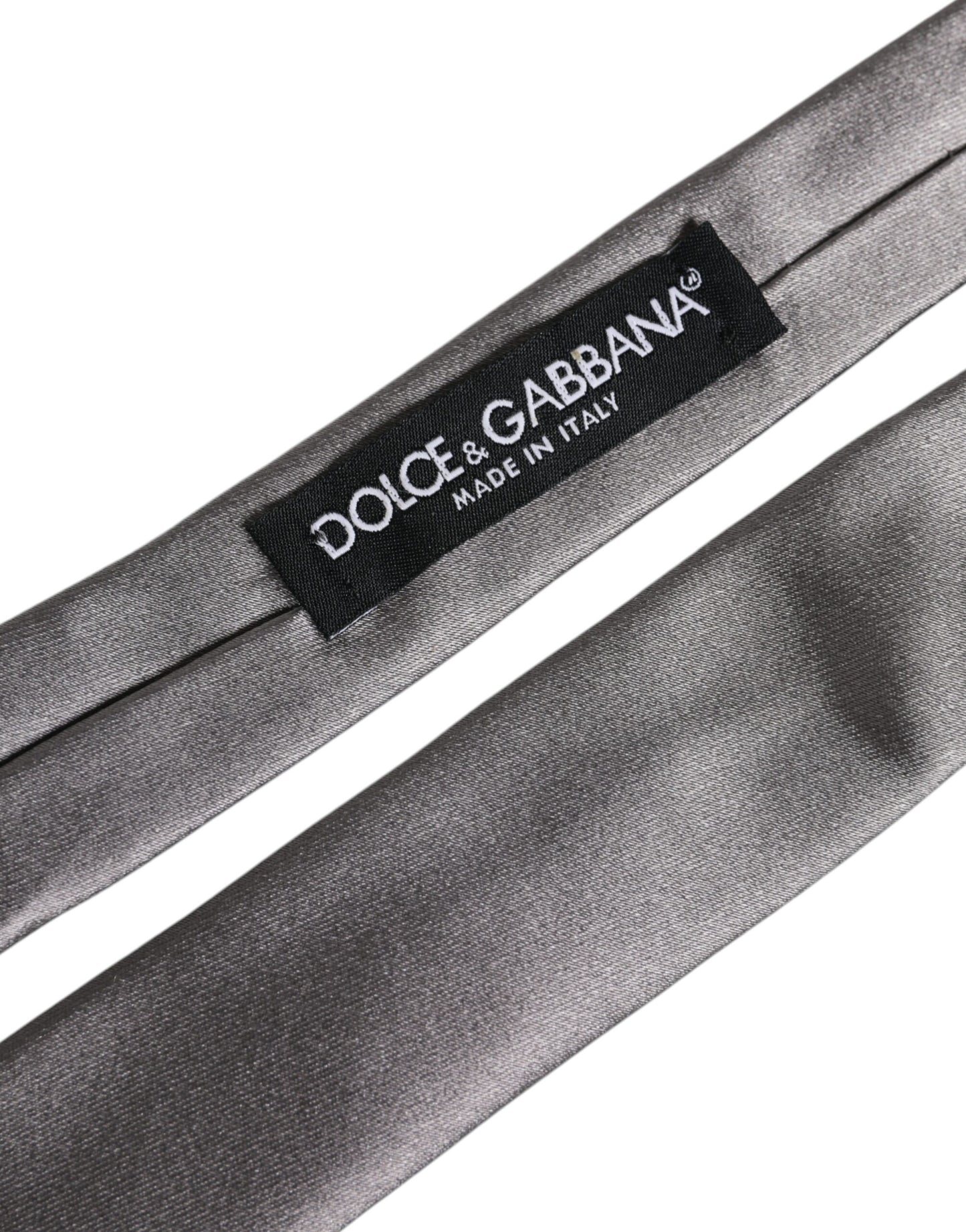 Dolce & Gabbana – Verstellbare Seidenkrawatte in Metallic-Silber