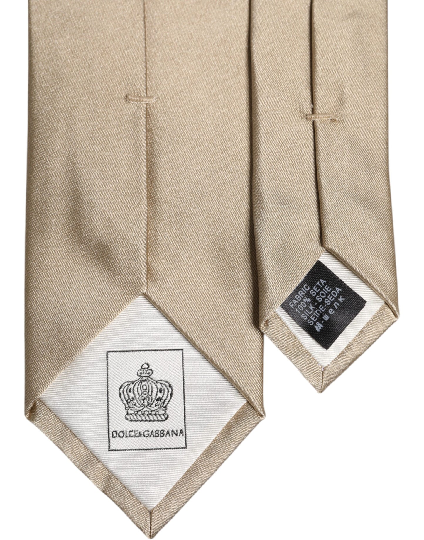 Dolce & Gabbana Beige, einfarbige, verstellbare Seidenkrawatte