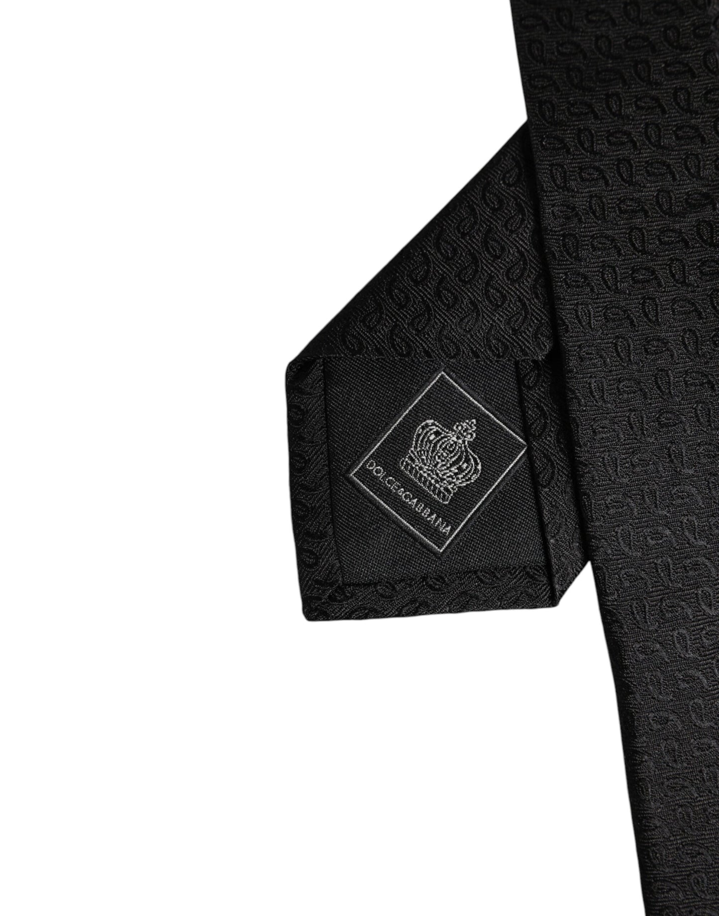 Dolce & Gabbana – Verstellbare Krawatte aus schwarzer gemusterter Seide