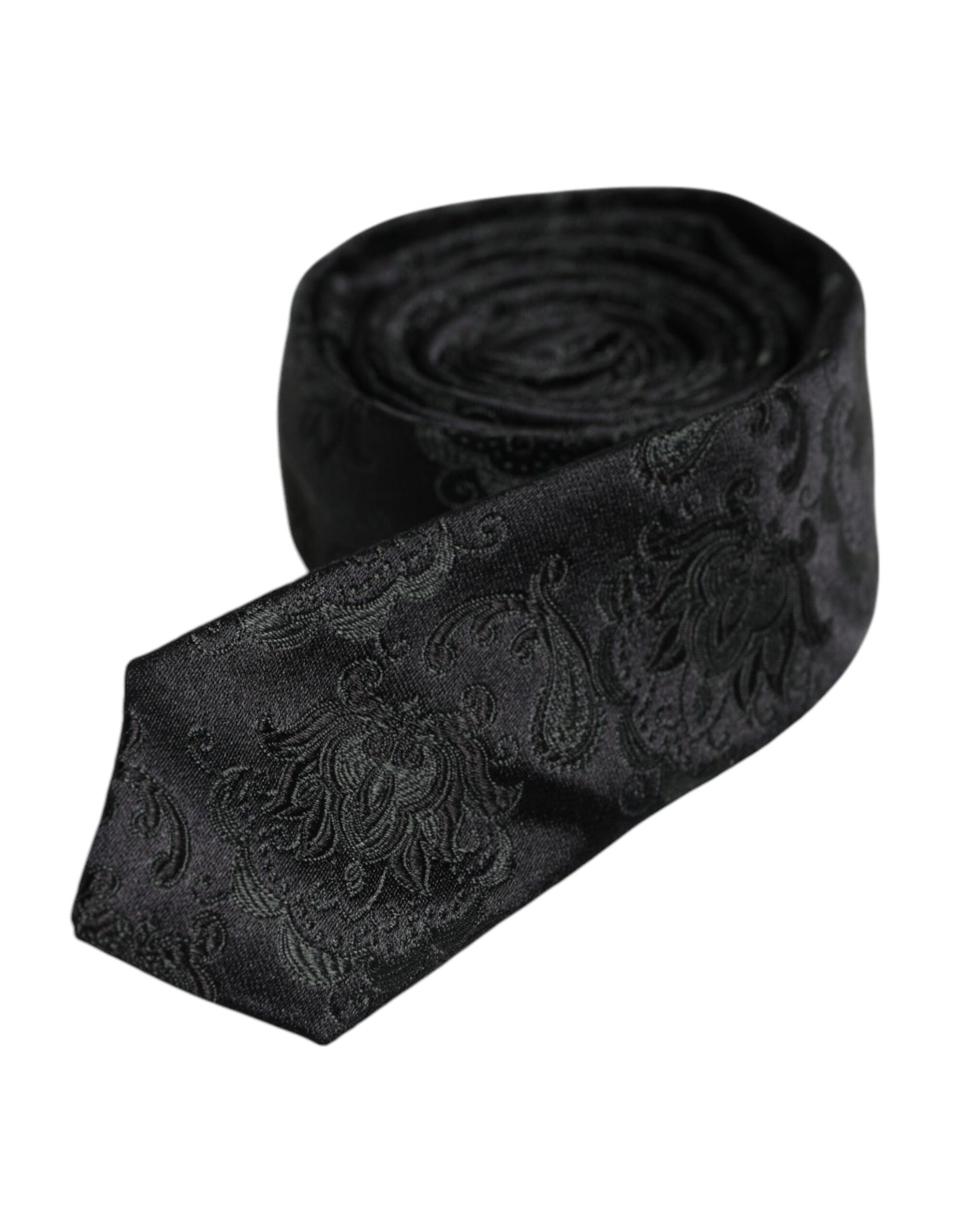 Dolce & Gabbana Dunkelgrüne, verstellbare Seidenkrawatte mit Blumenmuster
