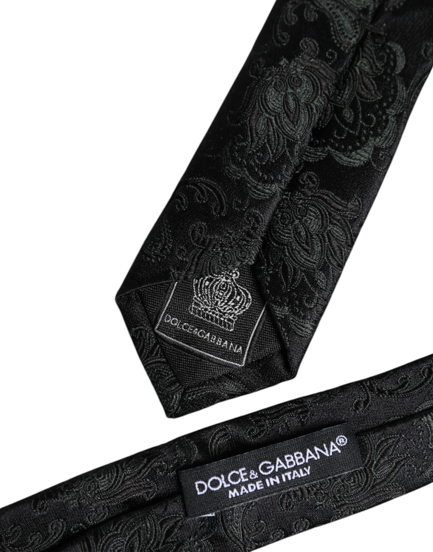 Dolce & Gabbana Dunkelgrüne, verstellbare Seidenkrawatte mit Blumenmuster