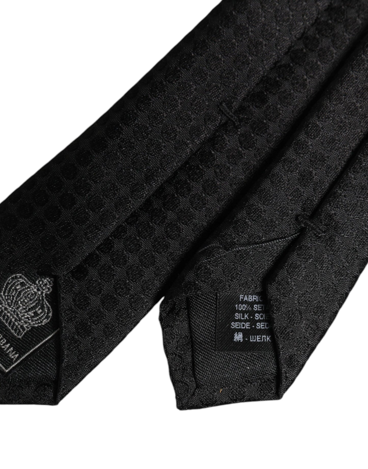 Dolce & Gabbana – Verstellbare Seidenkrawatte mit schwarzen Kreisen