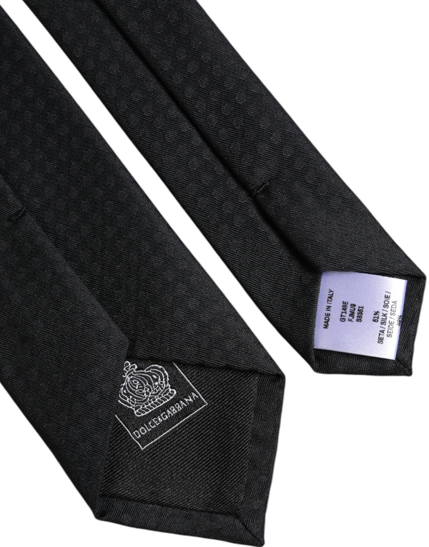 Dolce & Gabbana – Verstellbare Seidenkrawatte mit schwarzen Kreisen