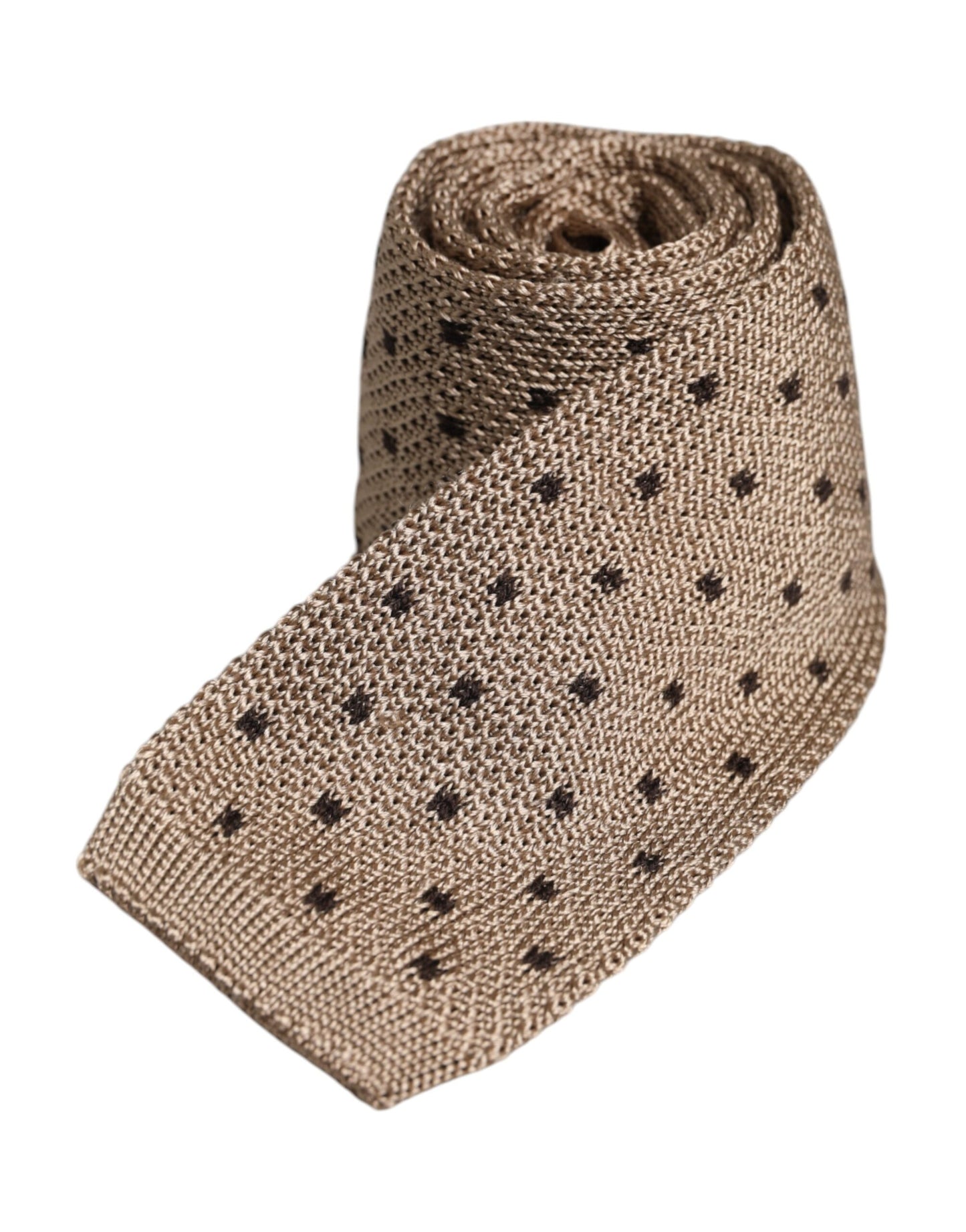Dolce & Gabbana – Verstellbare Seidenkrawatte mit Tupfenmuster in Beige
