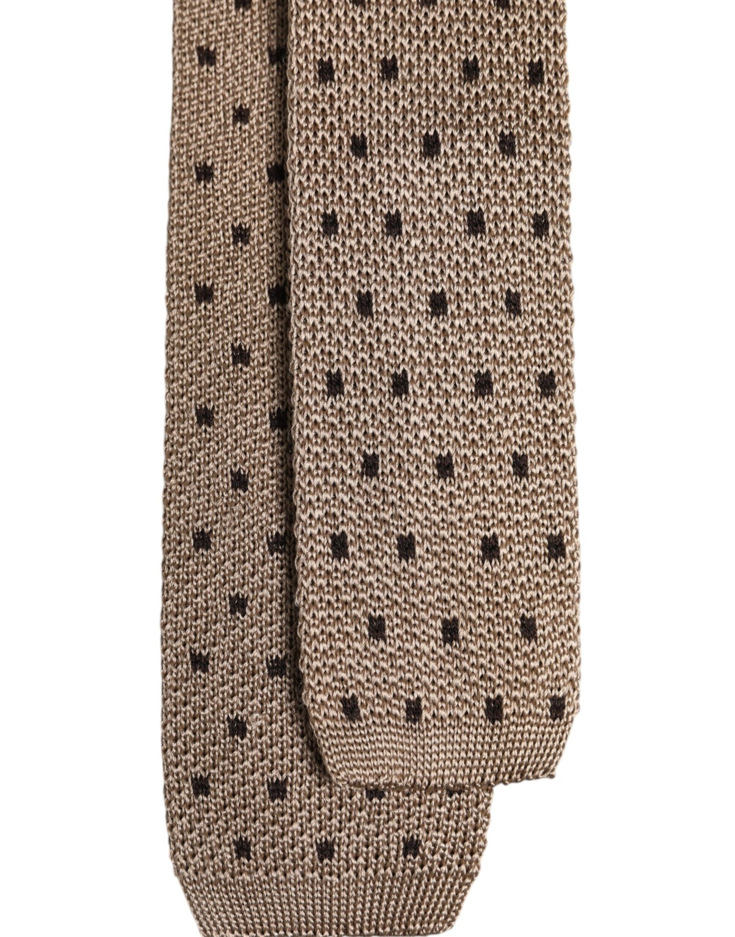 Dolce & Gabbana – Verstellbare Seidenkrawatte mit Tupfenmuster in Beige