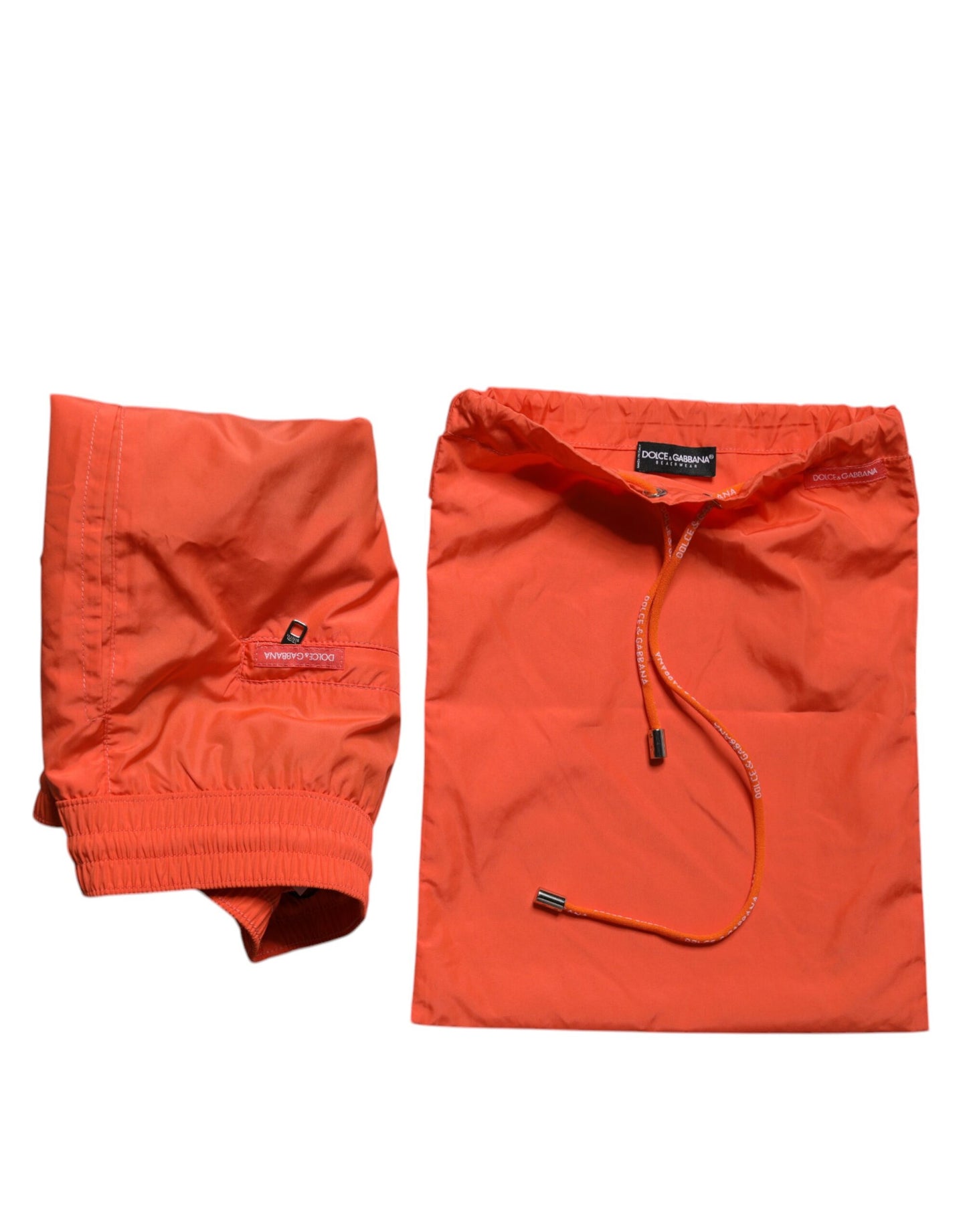 Dolce & Gabbana – Orangefarbene Strandshorts aus Polyester, 2-teilige Bademode