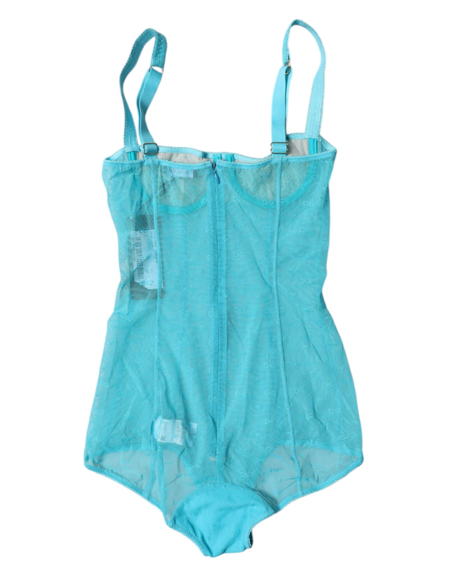 Dolce & Gabbana Blauer Tüll-Balconette-BH-Body-Unterwäsche
