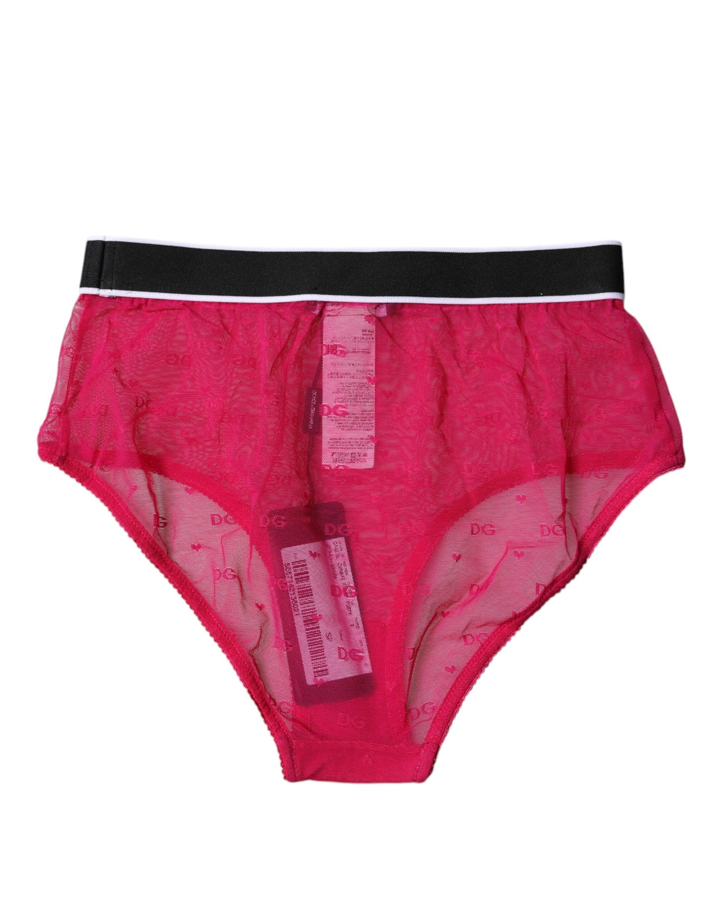 Dolce & Gabbana – Slip aus Nylon mit mittlerer Taille und Tüll in Fuchsia