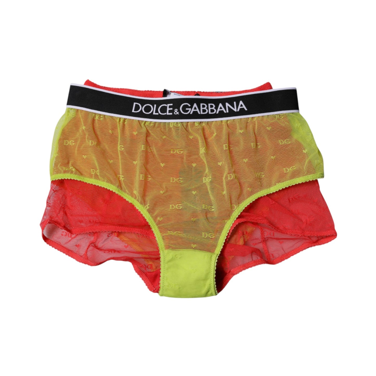 Dolce & Gabbana – Rot-gelbe Tüll-Höschen mit mittlerer Taille