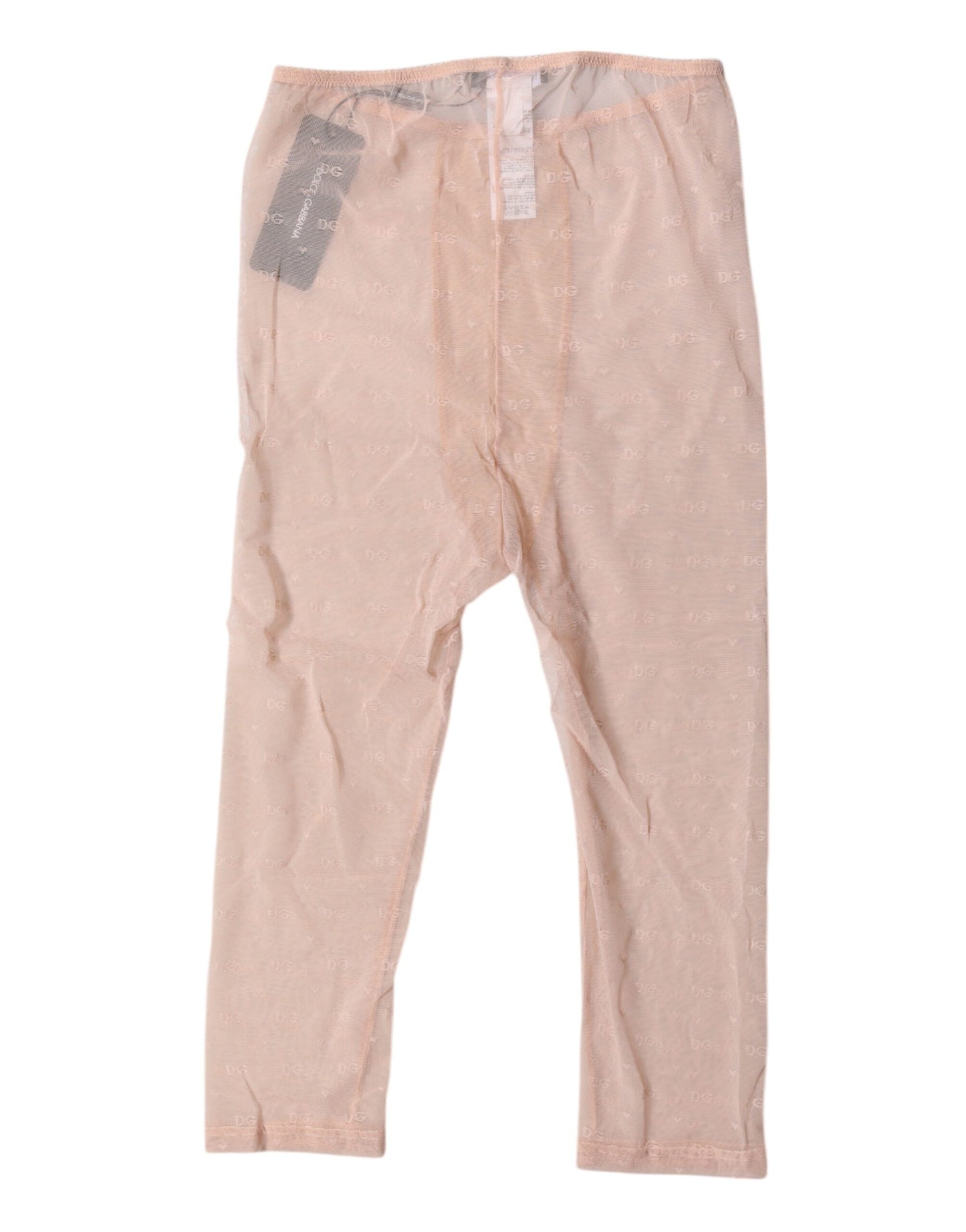 Dolce & Gabbana Beige Logo Spitzenunterwäsche Kurze Strumpfhose Unterwäsche