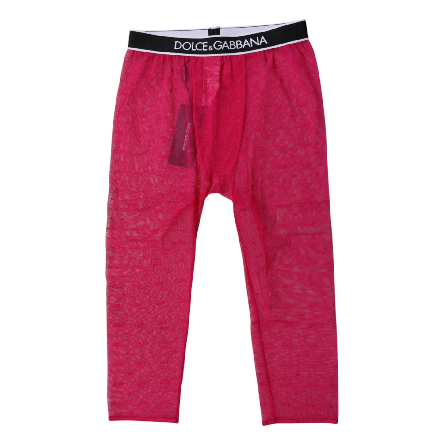 Dolce & Gabbana – Kurze Nylon-Strumpfhose mit DG-Logo in Fuchsia