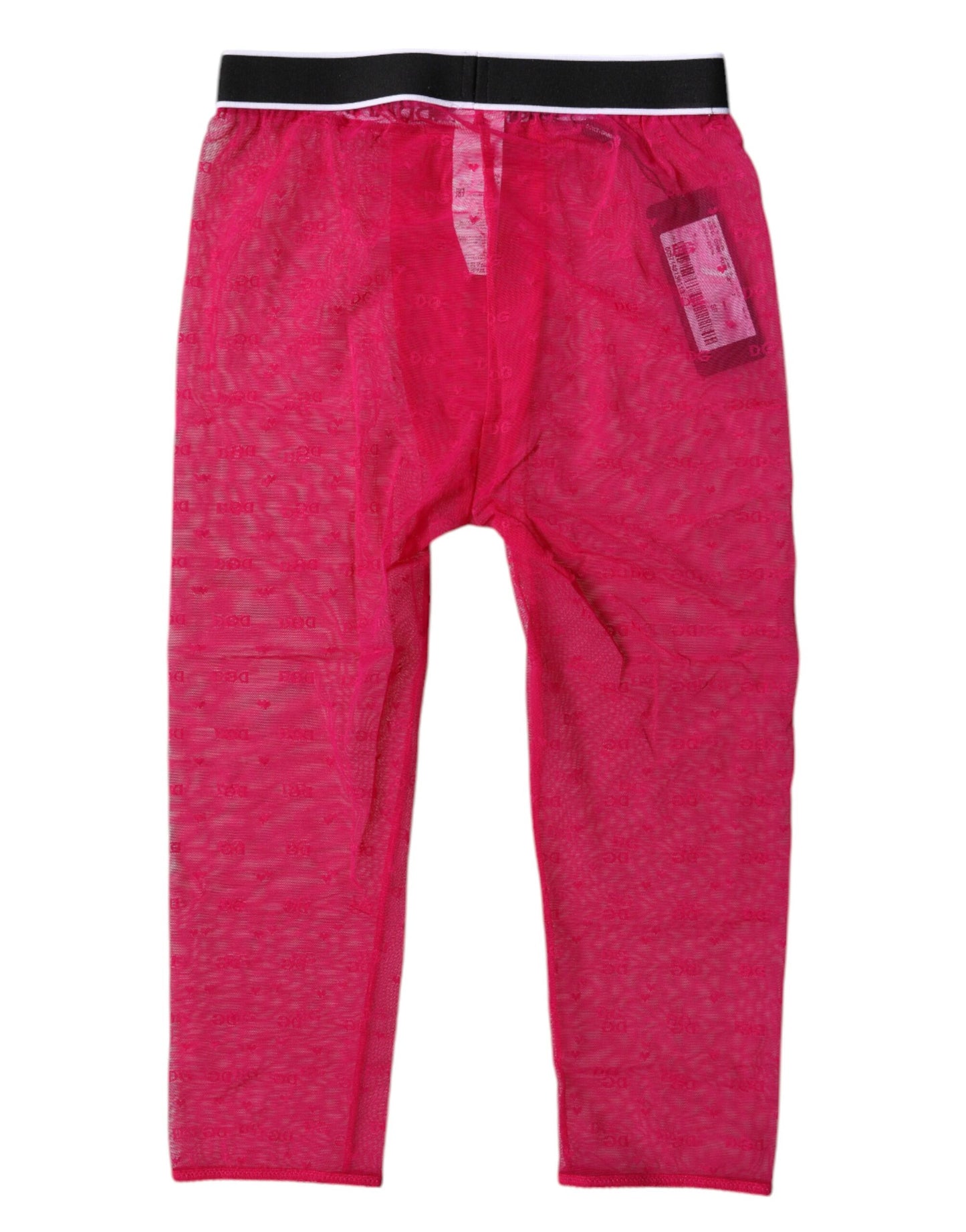 Dolce & Gabbana – Kurze Nylon-Strumpfhose mit DG-Logo in Fuchsia