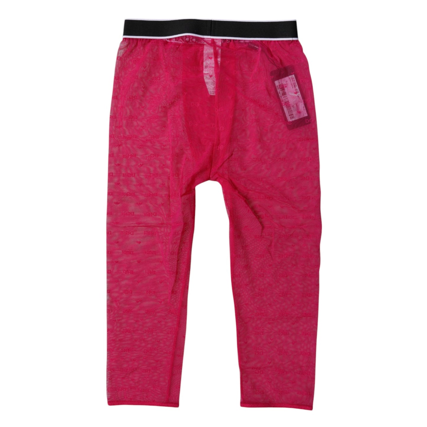 Dolce & Gabbana – Kurze Nylon-Strumpfhose mit DG-Logo in Fuchsia