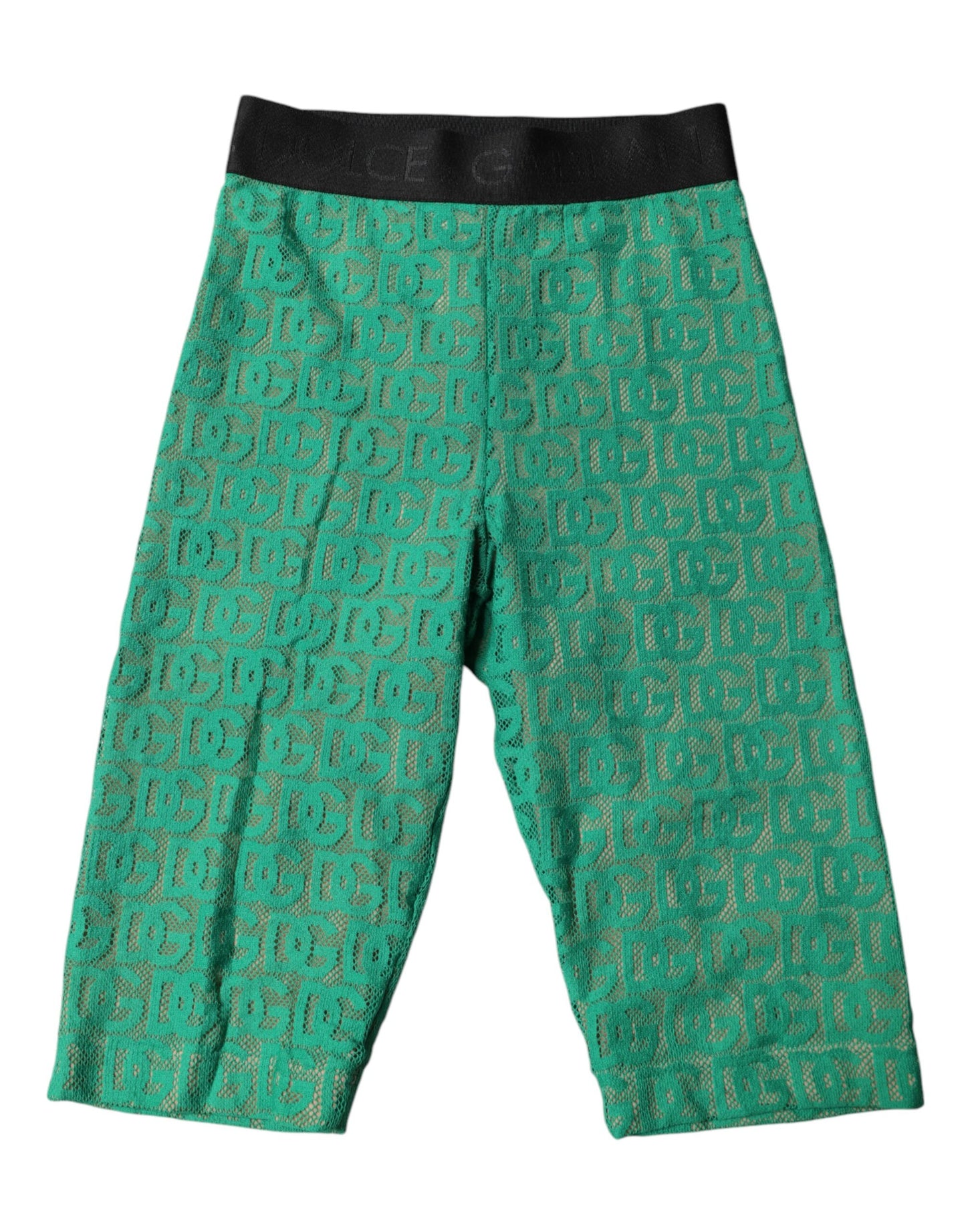 Dolce & Gabbana – Kurze Strumpfhose mit grünem Logo und Monogramm