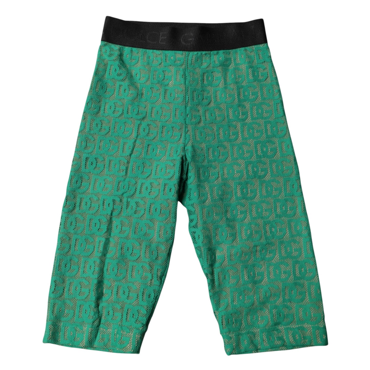 Dolce & Gabbana – Kurze Strumpfhose mit grünem Logo und Monogramm