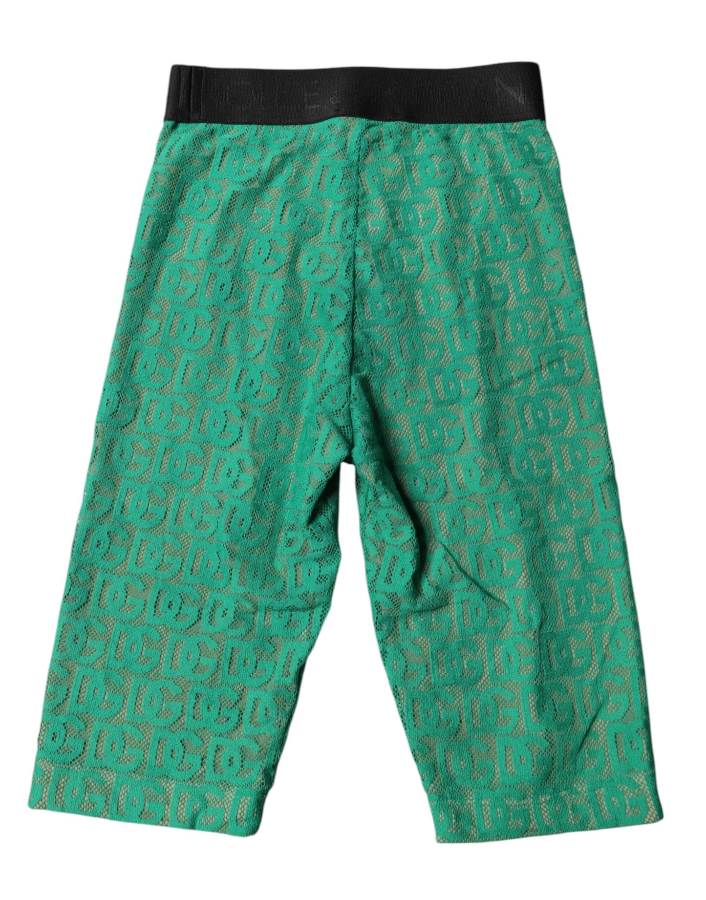 Dolce & Gabbana – Kurze Strumpfhose mit grünem Logo und Monogramm