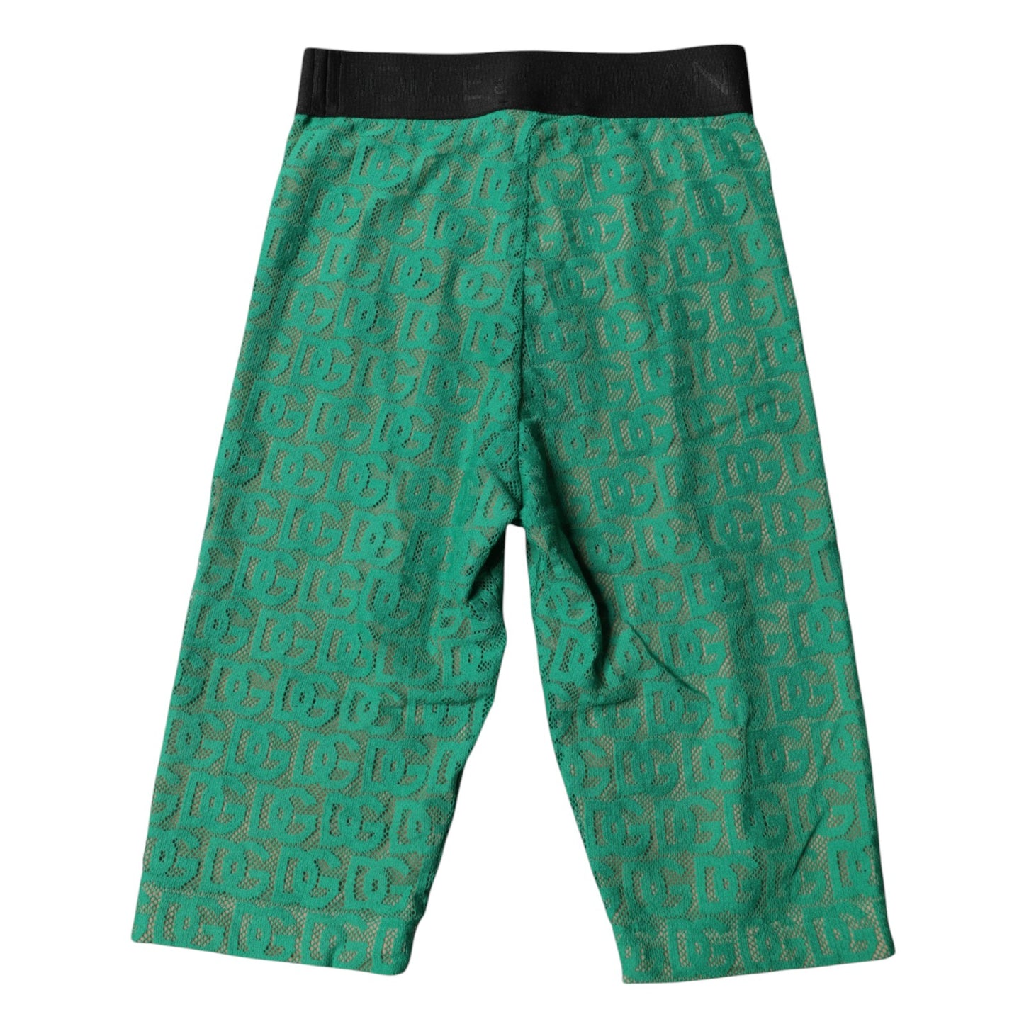 Dolce & Gabbana – Kurze Strumpfhose mit grünem Logo und Monogramm