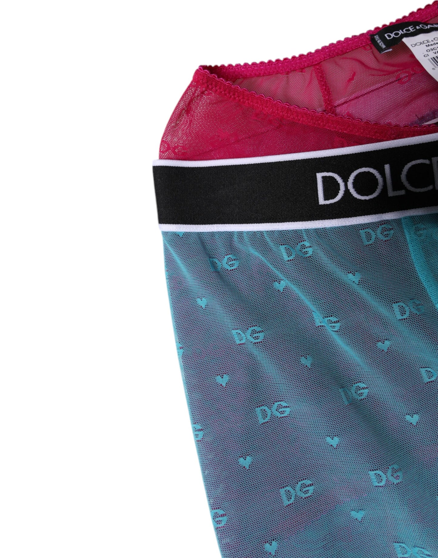 Dolce & Gabbana – Kurze Unterwäsche mit Logo in Blau-Fuchsia