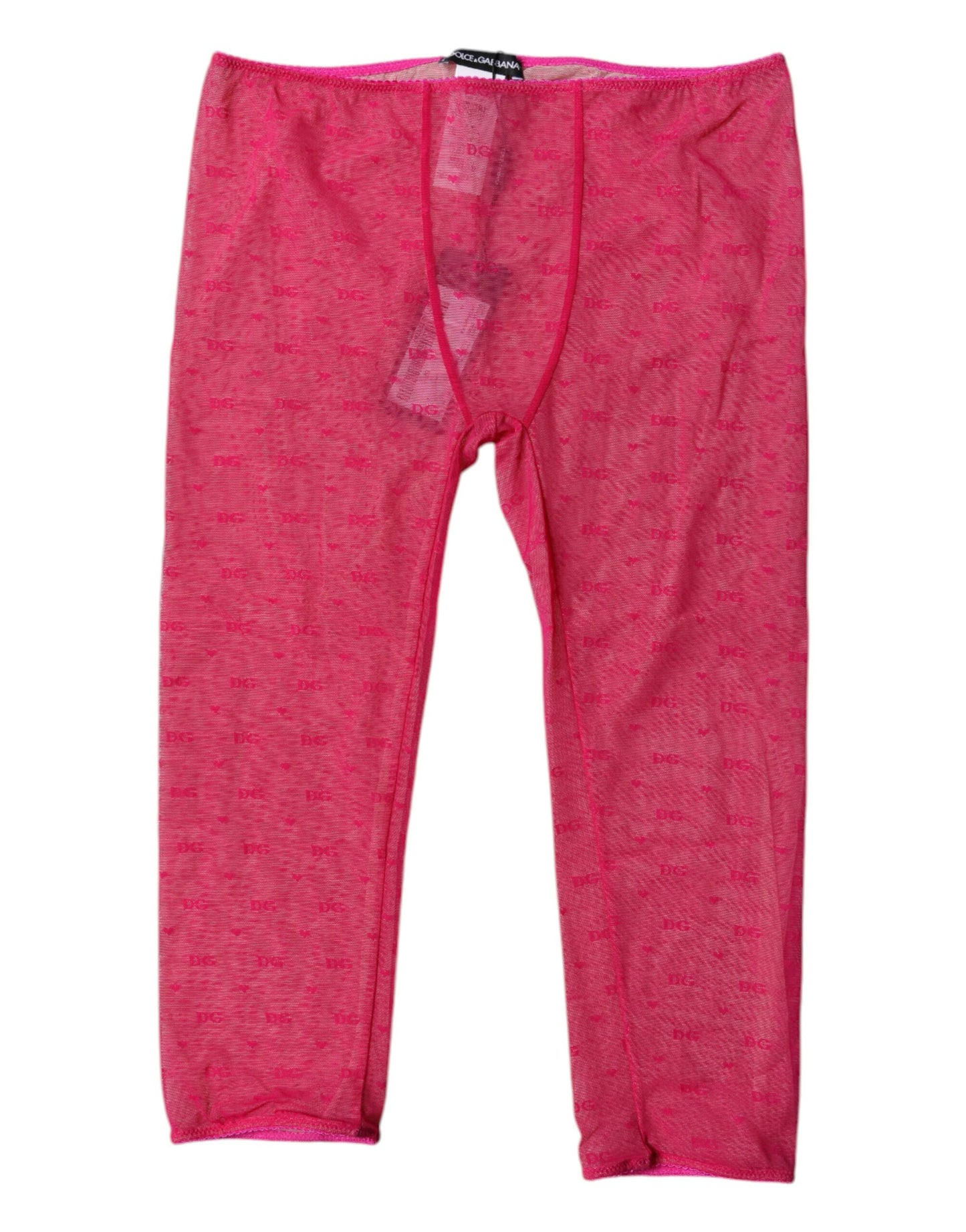 Dolce & Gabbana – Kurze, enge Unterwäsche aus Spitze mit Logo in Fuchsia