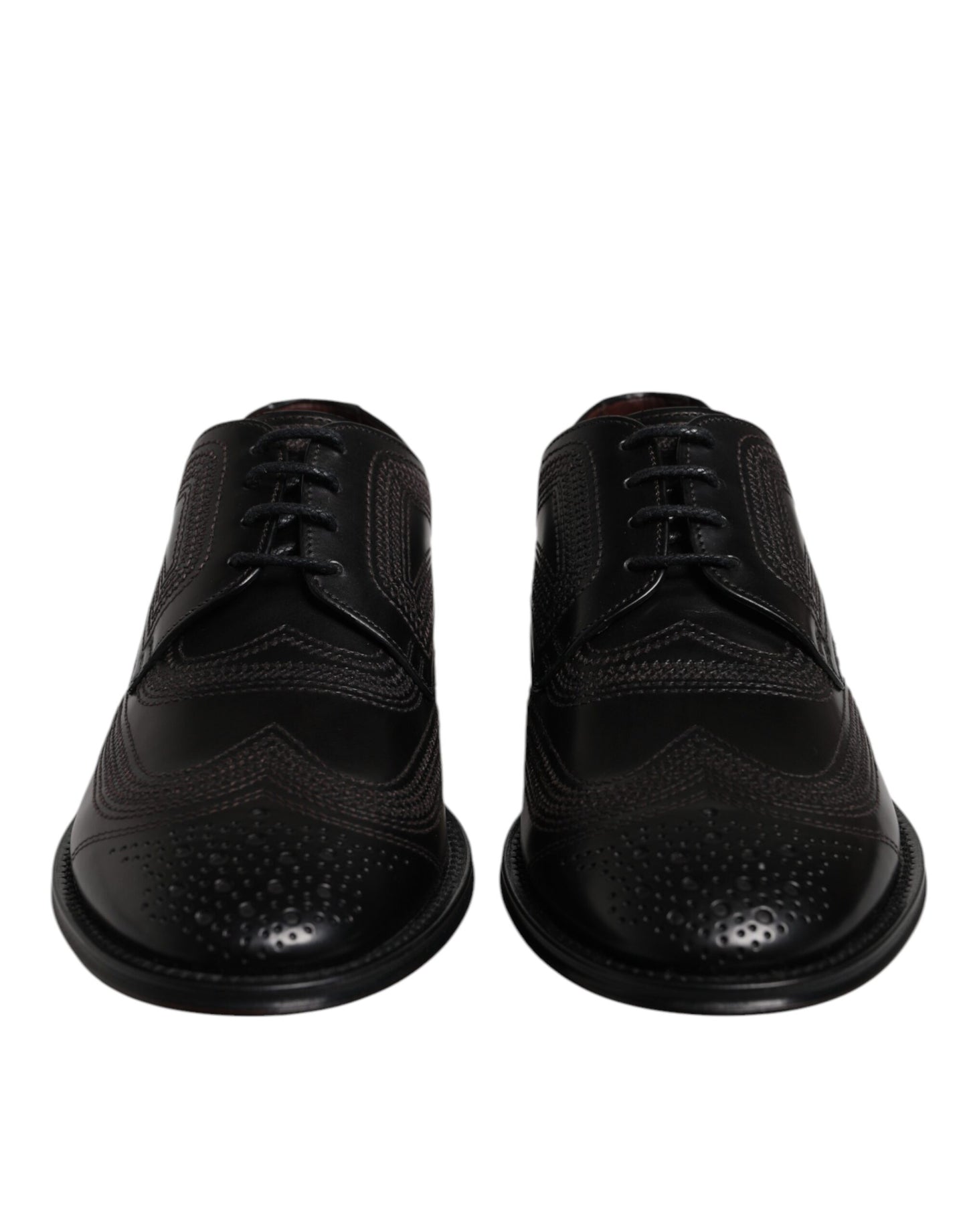 Dolce & Gabbana – Klassische Derby-Schuhe aus schwarzem, besticktem Leder