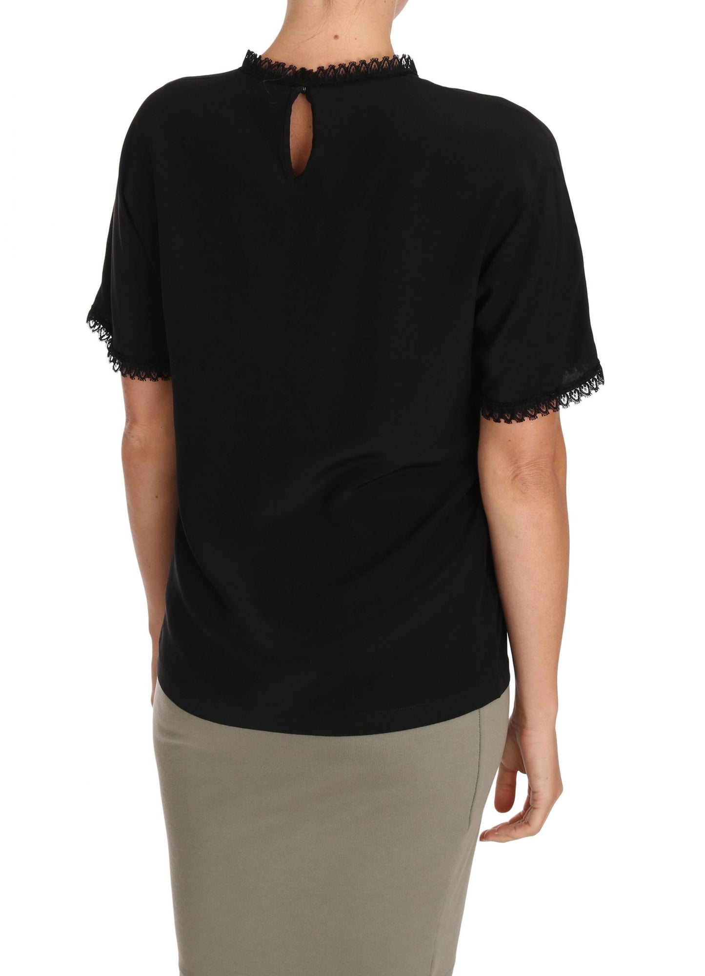 Dolce & Gabbana – Schwarze Bluse aus Seidenspitze